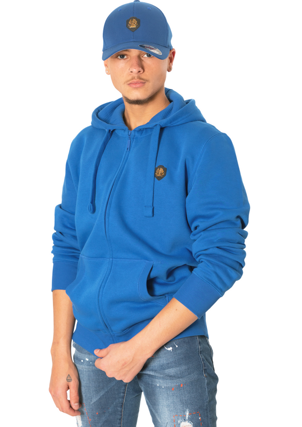 PULL À CAPUCHE ZIPPÉ BLEU ROI - HOMME