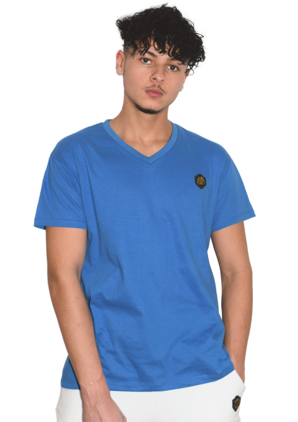T-Shirt Colle V Bleu 100% ECO - Homme