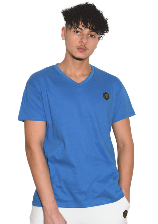 T Shirt Colle V Bleu 100 ECO Homme Frimosite