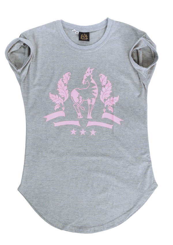 T-Shirt Gris/Rose Okapi Jungle - Femme